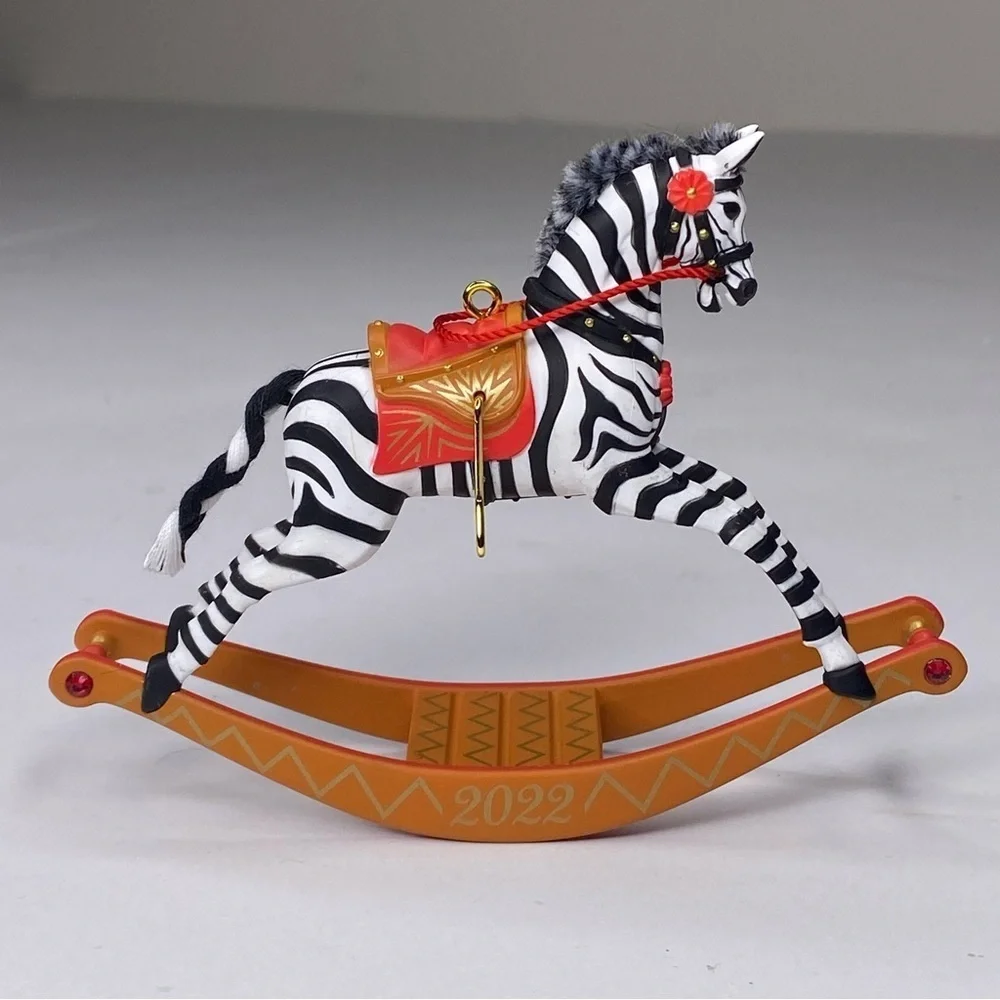 Hallmark Keepsake Ornament 2022 Rocking Horse Memories Zebra Stripes